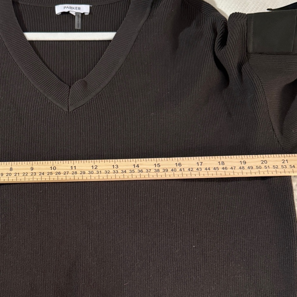 Parker Cargo Sleeve V Neck Sweater Deep Olive Khaki  Large Utility Military - Picture 7 of 10